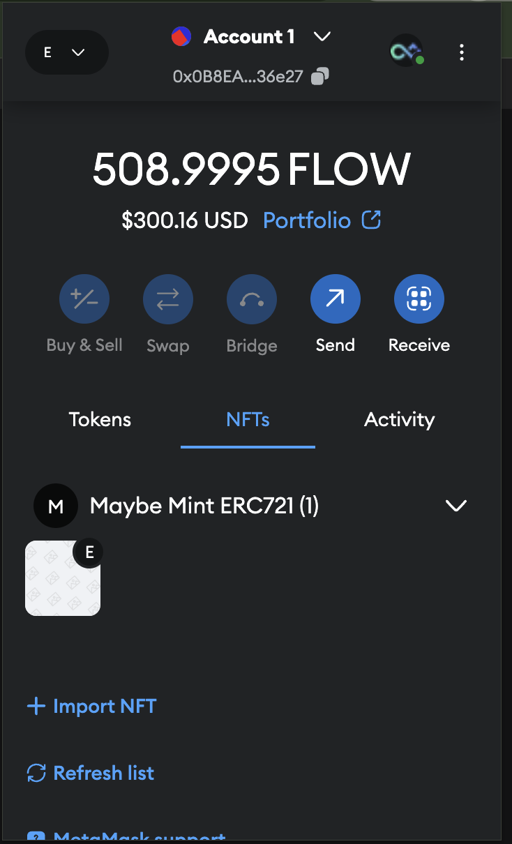 MaybeMintERC721 in MetaMask NFT list